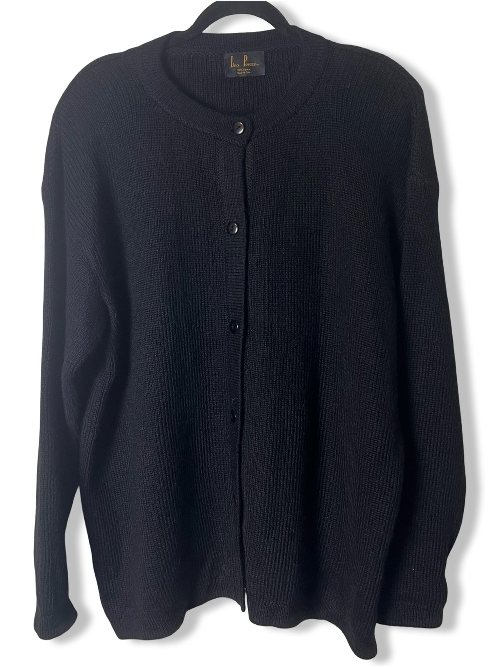 Leo Peressi Women’s Vintage‎ Black Alpaca Cardigan Oversized Shoulder Pads